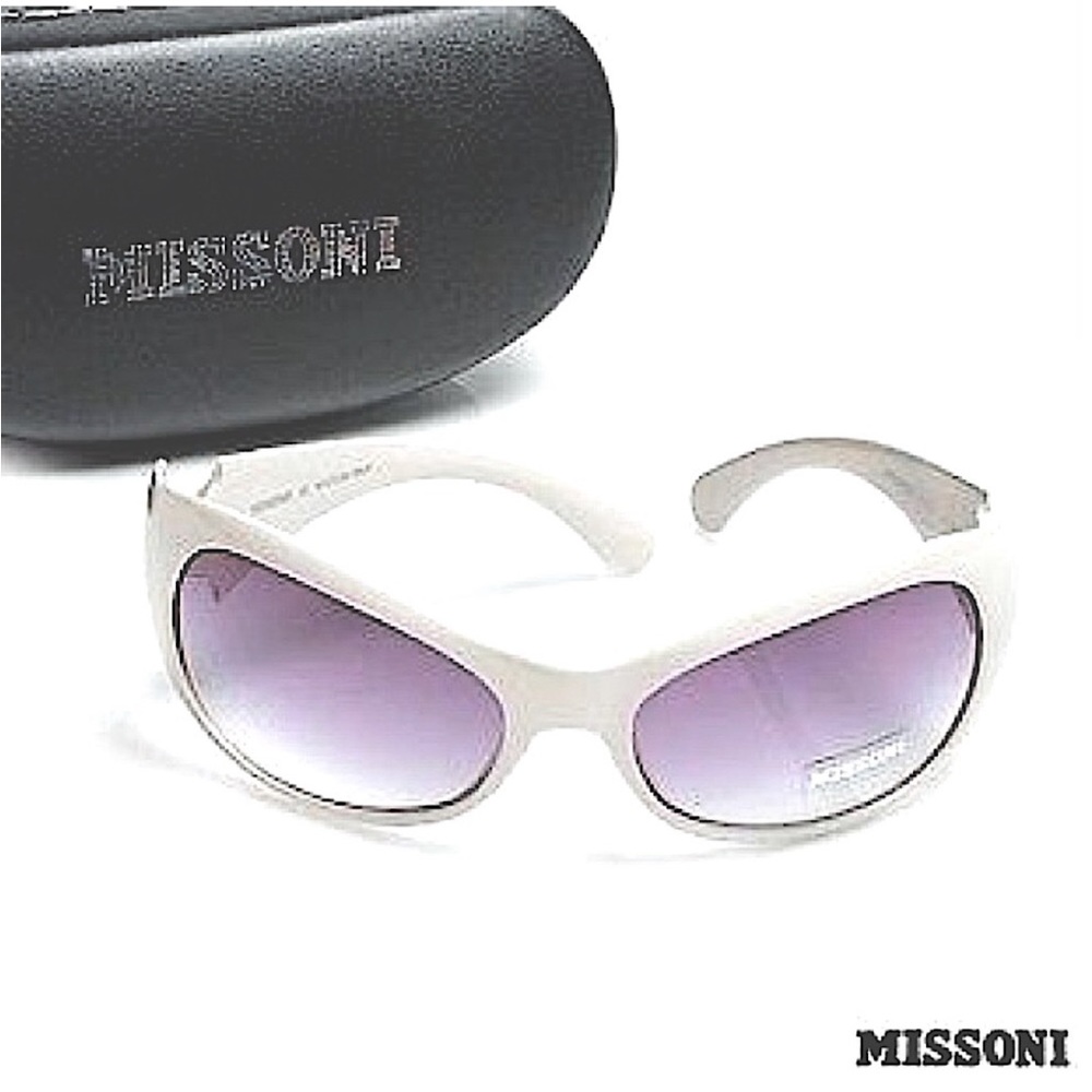 Missoni Italy Sunglasses Case Retro New White Curved Glamorous